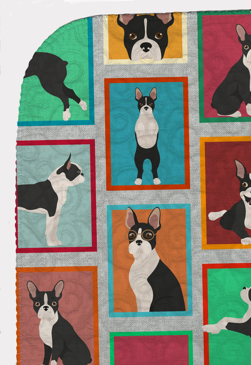 Lots of Boston Terrier Quilted Blanket 50x60