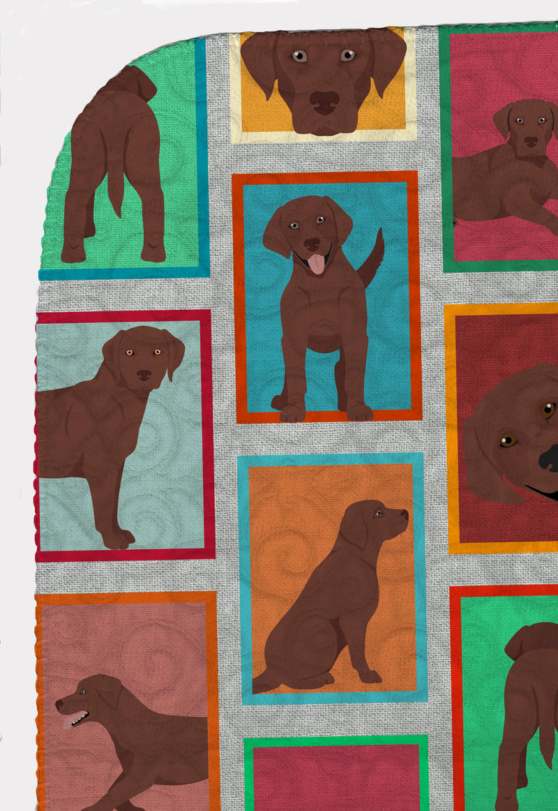 Lots of Chocolate Labrador Retriever Quilted Blanket 50x60