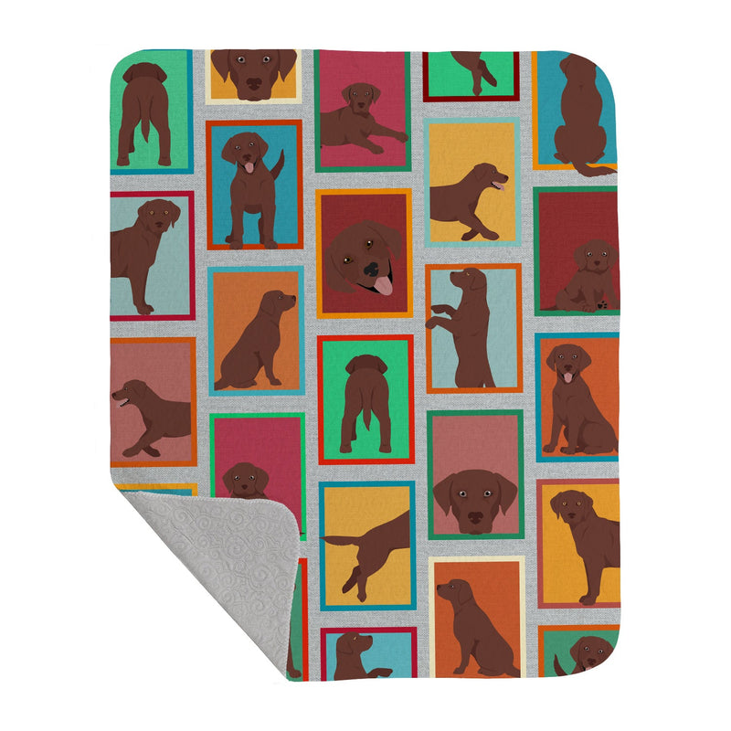 Lots of Chocolate Labrador Retriever Quilted Blanket 50x60