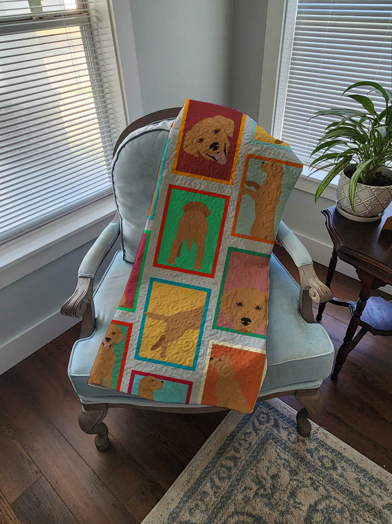 Lots of Red Fox Labrador Retriever Quilted Blanket 50x60