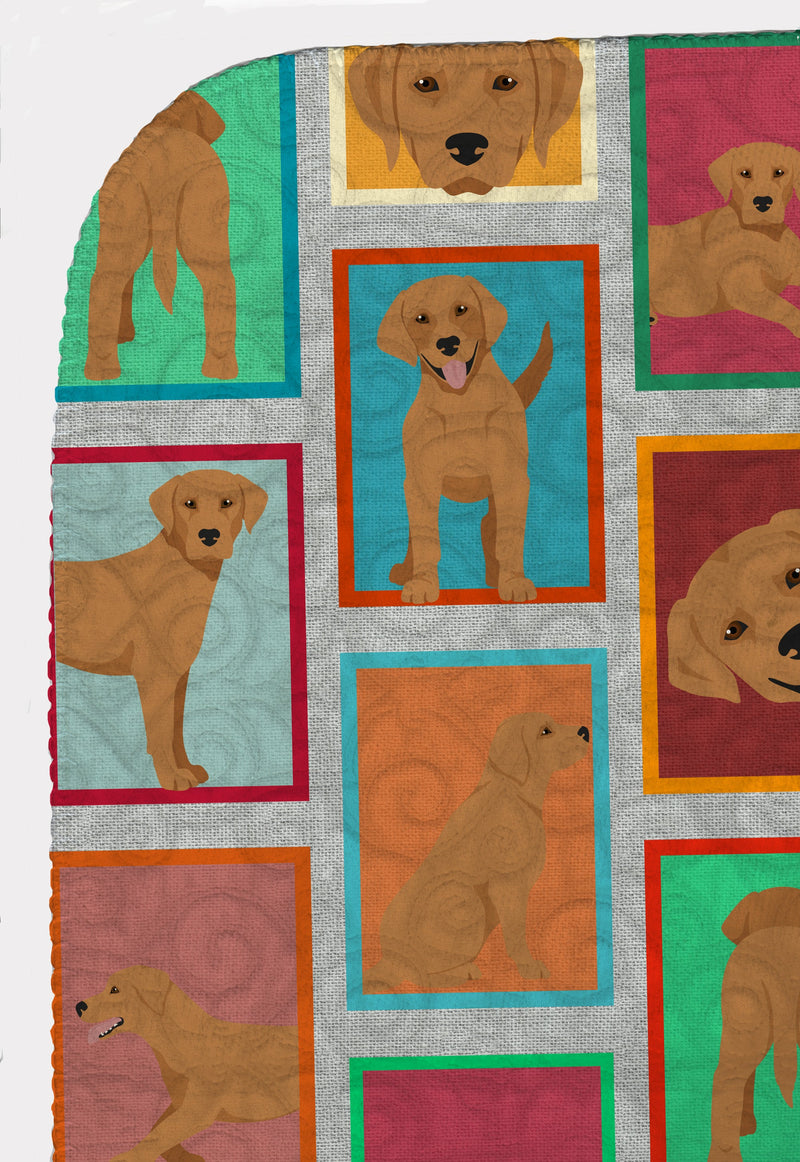 Lots of Red Fox Labrador Retriever Quilted Blanket 50x60