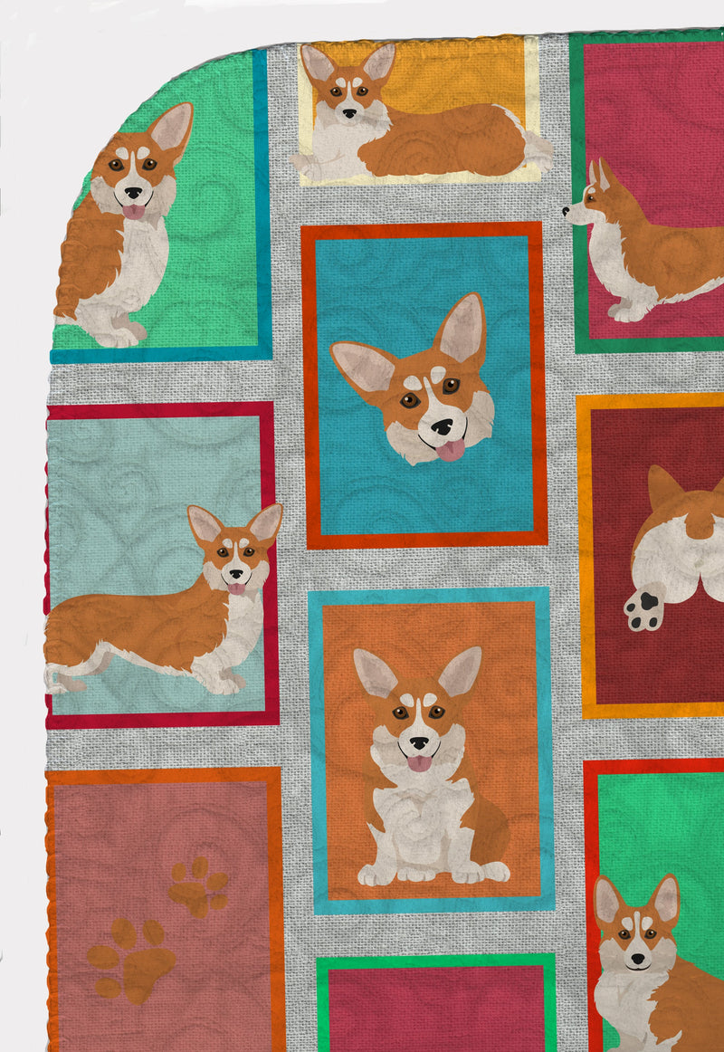 Lots of Red and White Pembroke Corgi Quilted Blanket 50x60