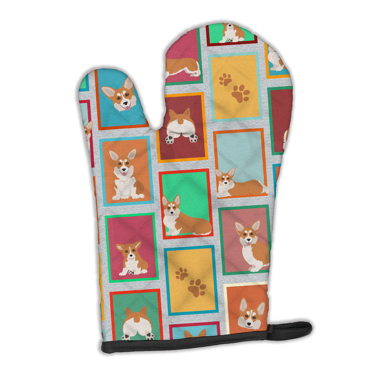 Lots of Red and White Pembroke Corgi Oven Mitt