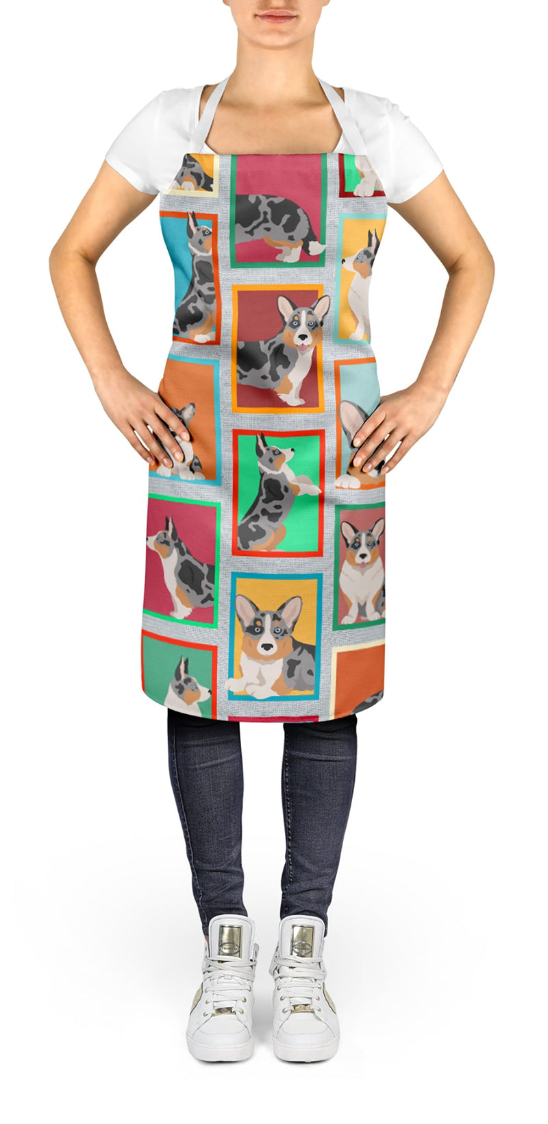 Lots of Blue Merle Welsh Cardigan Corgi Apron – Artist-Designed Kitchen, BBQ & Craft Apron