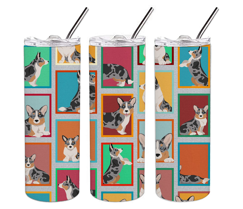 Lots of Blue Merle Welsh Cardigan Corgi Stainless Steel 20 oz Skinny Tumbler