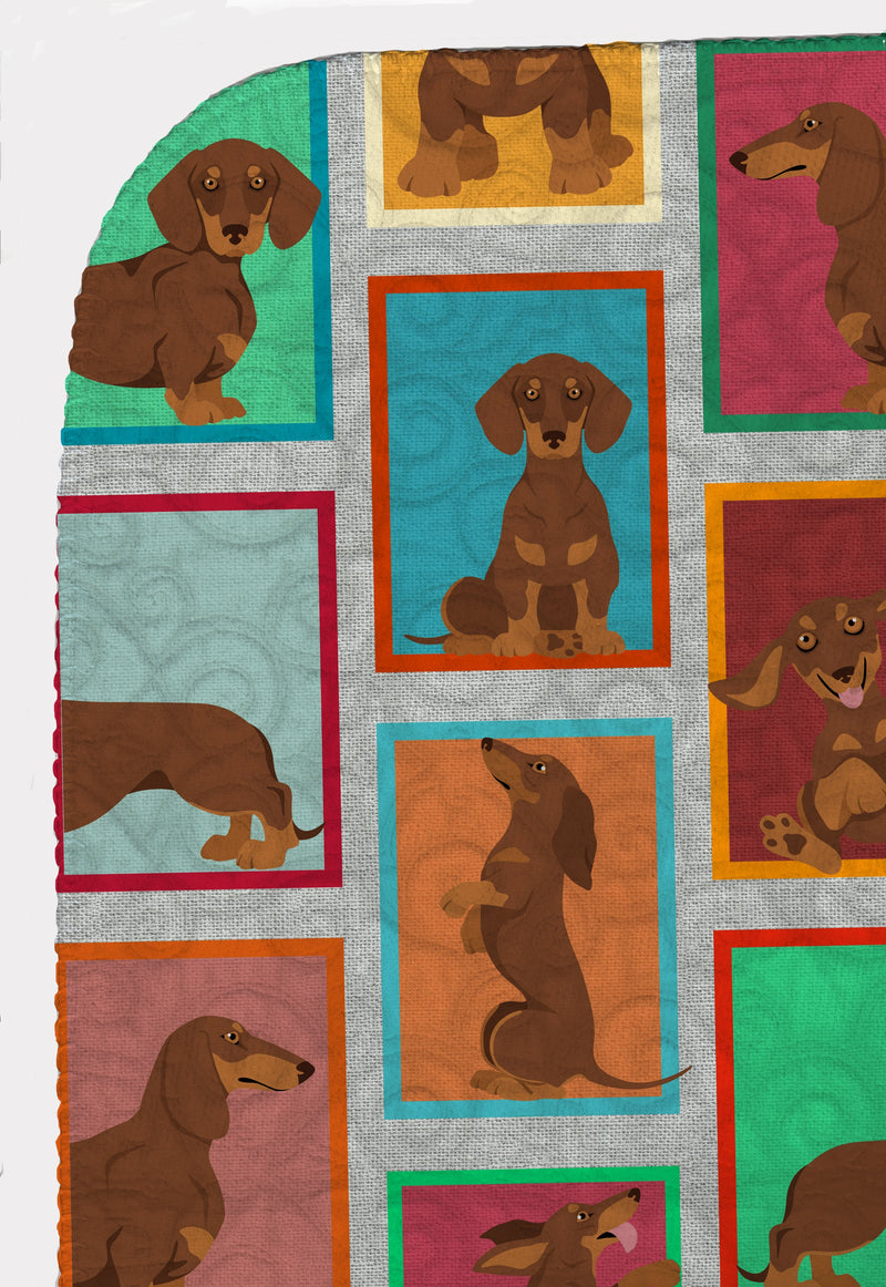 Lots of Chocolate and Tan Dachshund Quilted Blanket 50x60