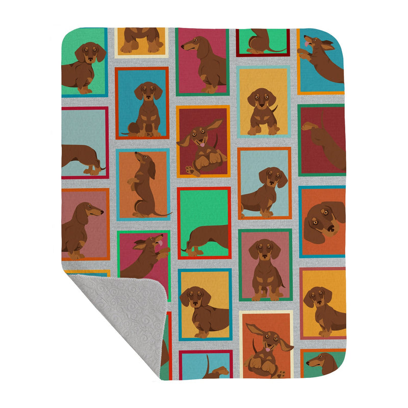 Lots of Chocolate and Tan Dachshund Quilted Blanket 50x60