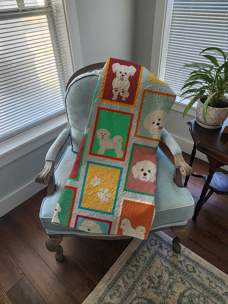 Lots of Bichon Frise Quilted Blanket 50x60