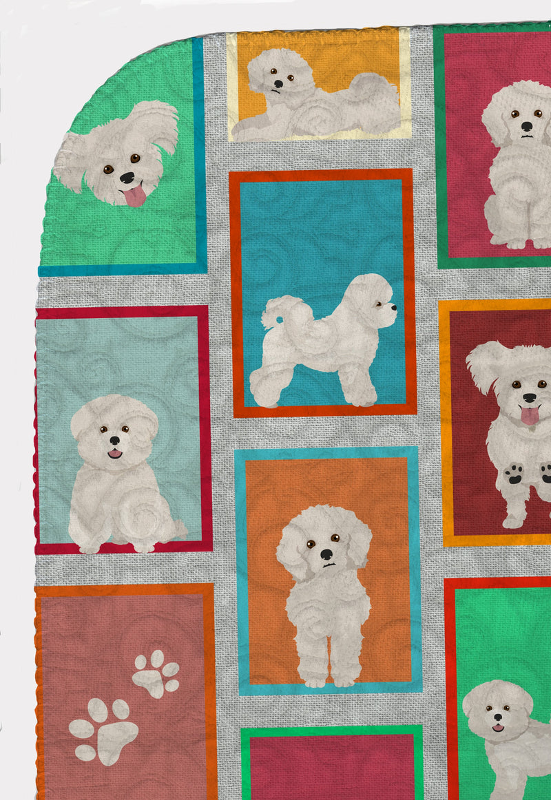 Lots of Bichon Frise Quilted Blanket 50x60