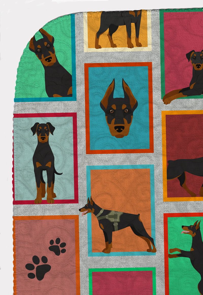 Lots of Doberman Pinscher Quilted Blanket 50x60