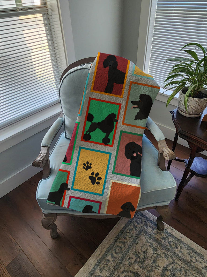 Lots of Black Standard Poodle Quilted Blanket 50x60