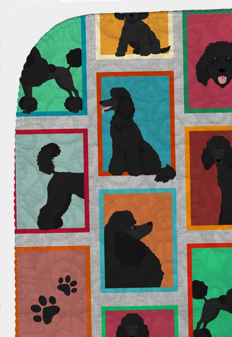 Lots of Black Standard Poodle Quilted Blanket 50x60