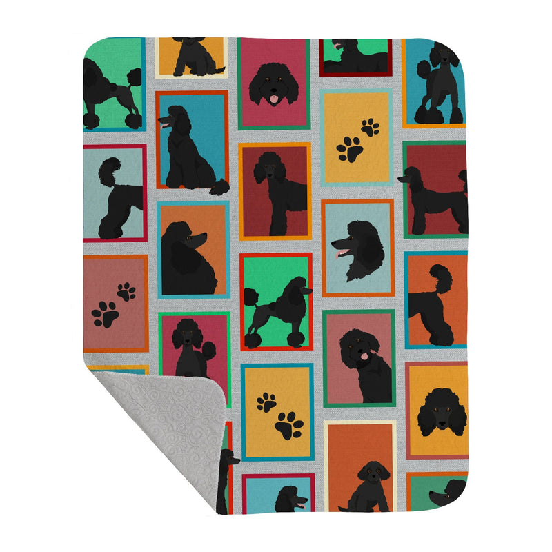 Lots of Black Standard Poodle Quilted Blanket 50x60