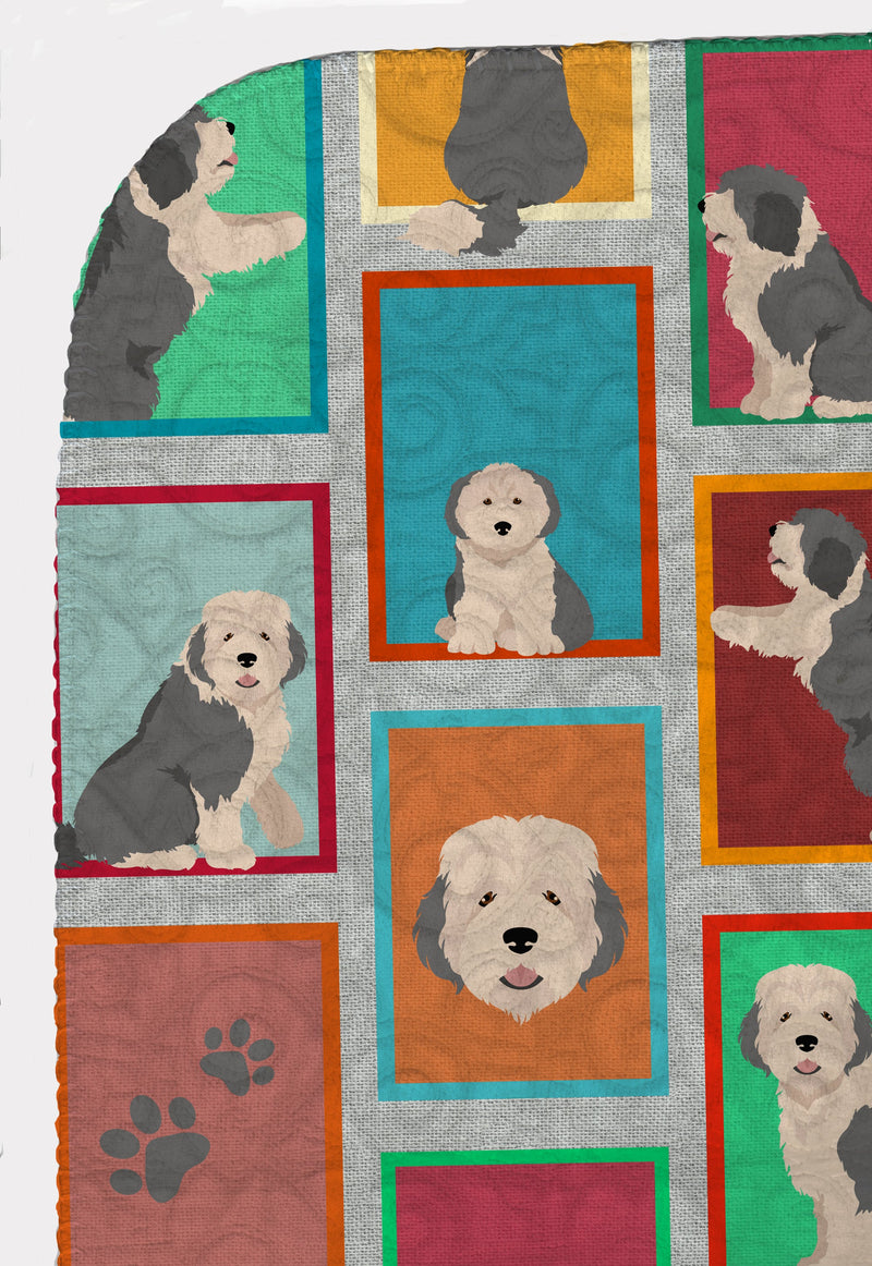 Lots of Old English Sheepdog Quilted Blanket 50x60