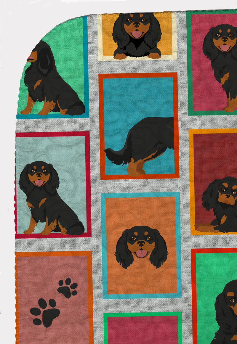 Lots of Black and Tan Cavalier King Charles Spaniel Quilted Blanket 50x60