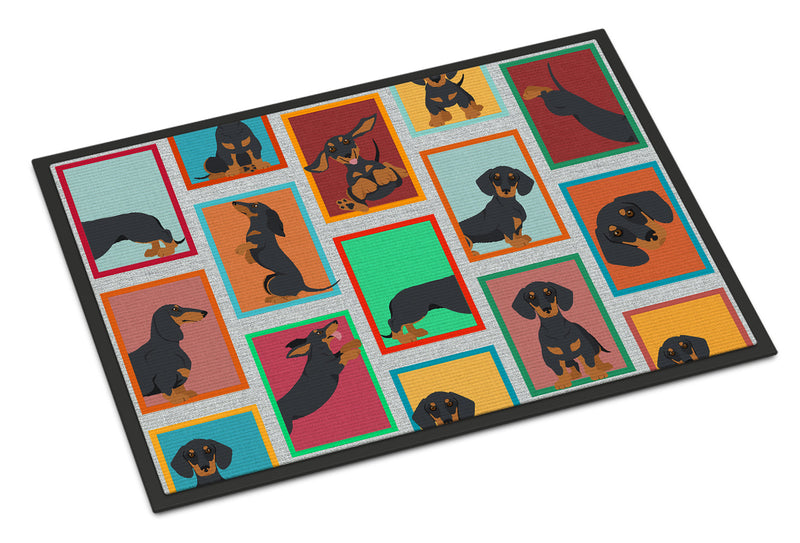 Lots of Black and Tan Dachshund Doormat - 24x36 Decorative Floor Mat – Indoor/Outdoor Rug with Artistic Flair
