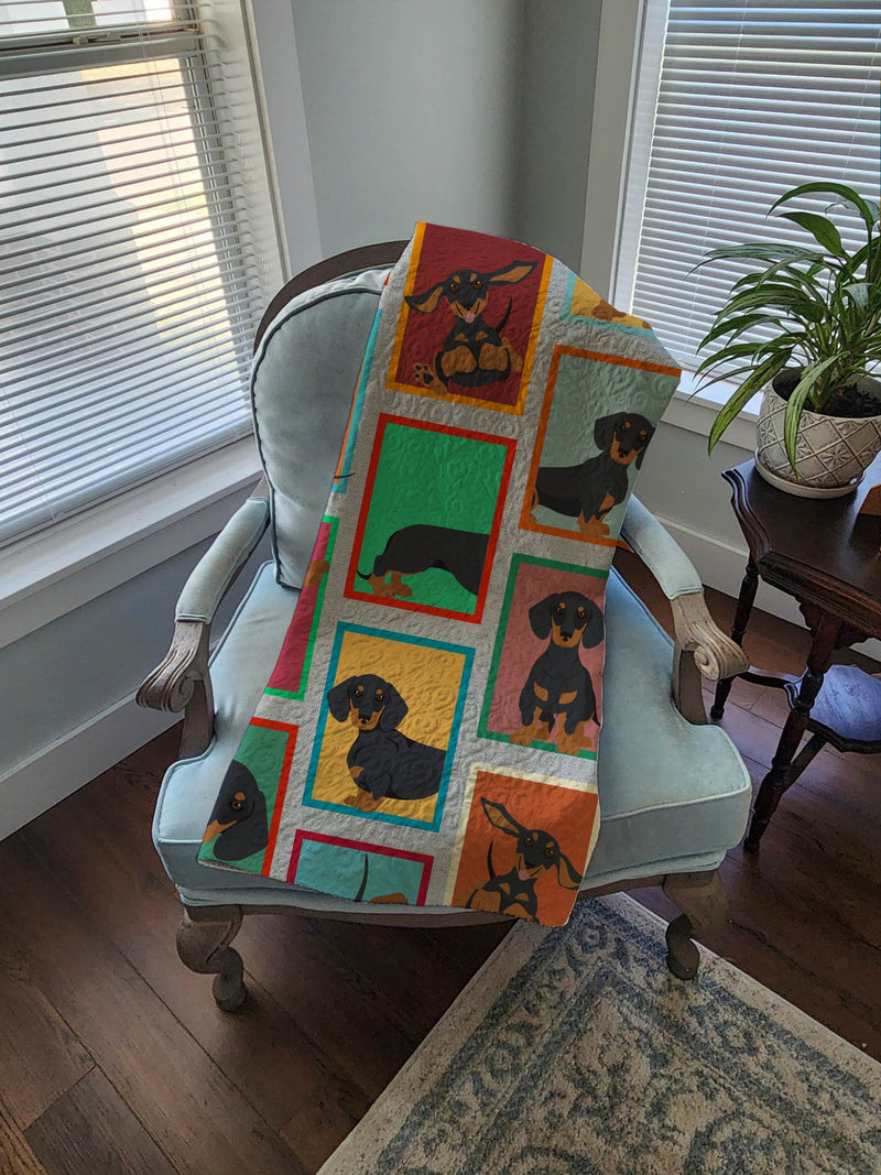 Lots of Black and Tan Dachshund Quilted Blanket 50x60