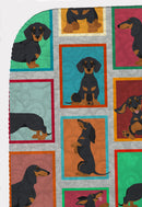 Lots of Black and Tan Dachshund Quilted Blanket 50x60 Artwork Pattern Quilted Throw Blanket for Bed, Couch, Sofa, Soft and Lightweight