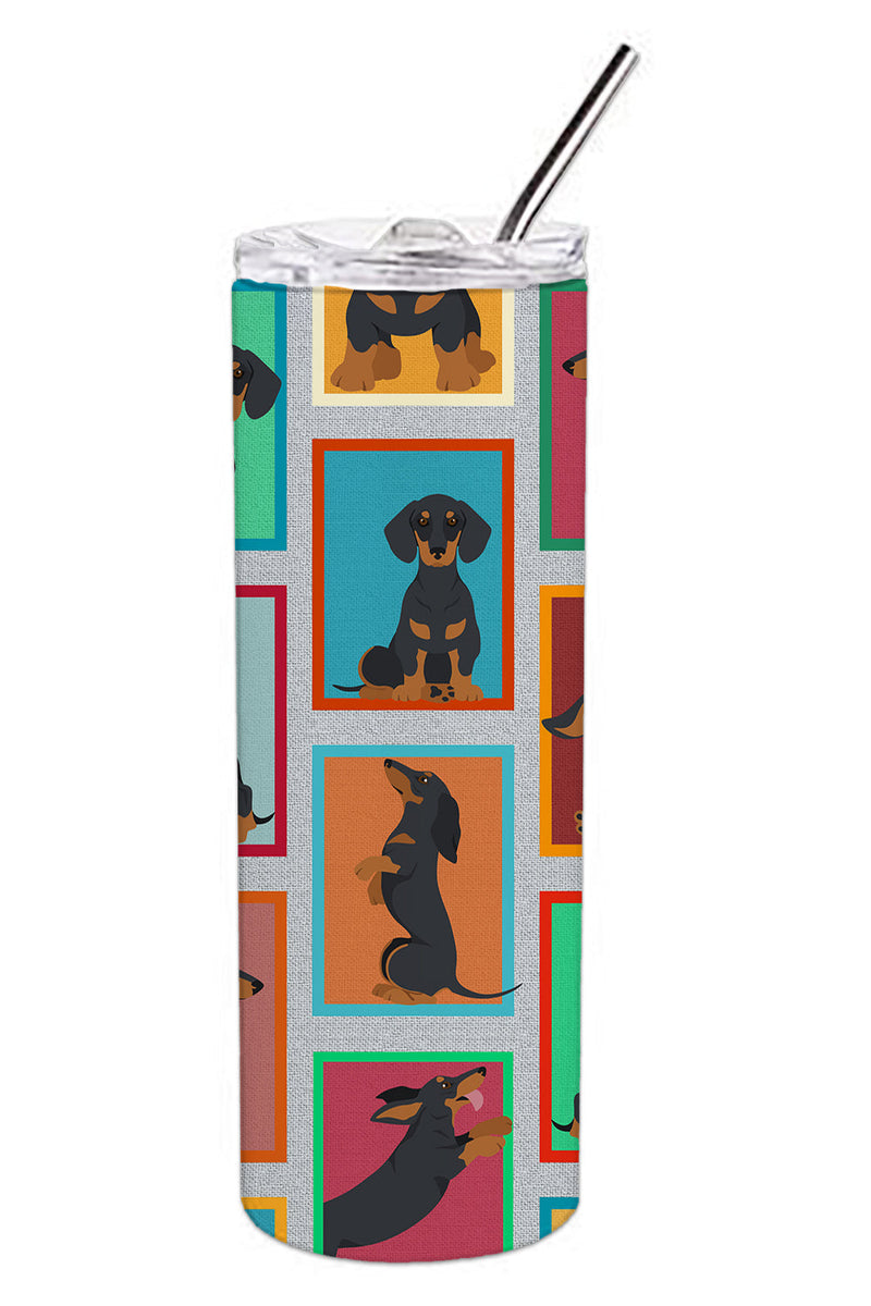 Lots of Black and Tan Dachshund Stainless Steel 20 oz Skinny Tumbler