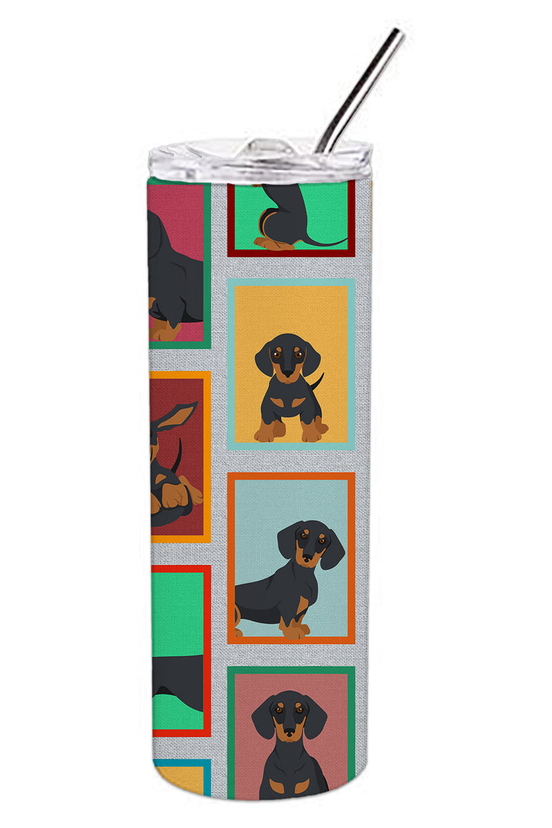 Lots of Black and Tan Dachshund Stainless Steel 20 oz Skinny Tumbler