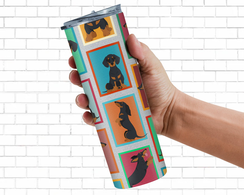 Lots of Black and Tan Dachshund Stainless Steel 20 oz Skinny Tumbler