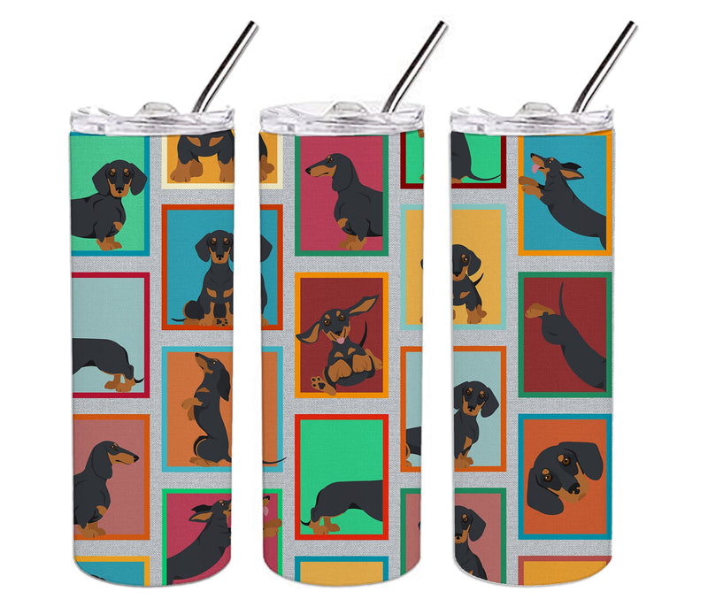Lots of Black and Tan Dachshund Stainless Steel 20 oz Skinny Tumbler