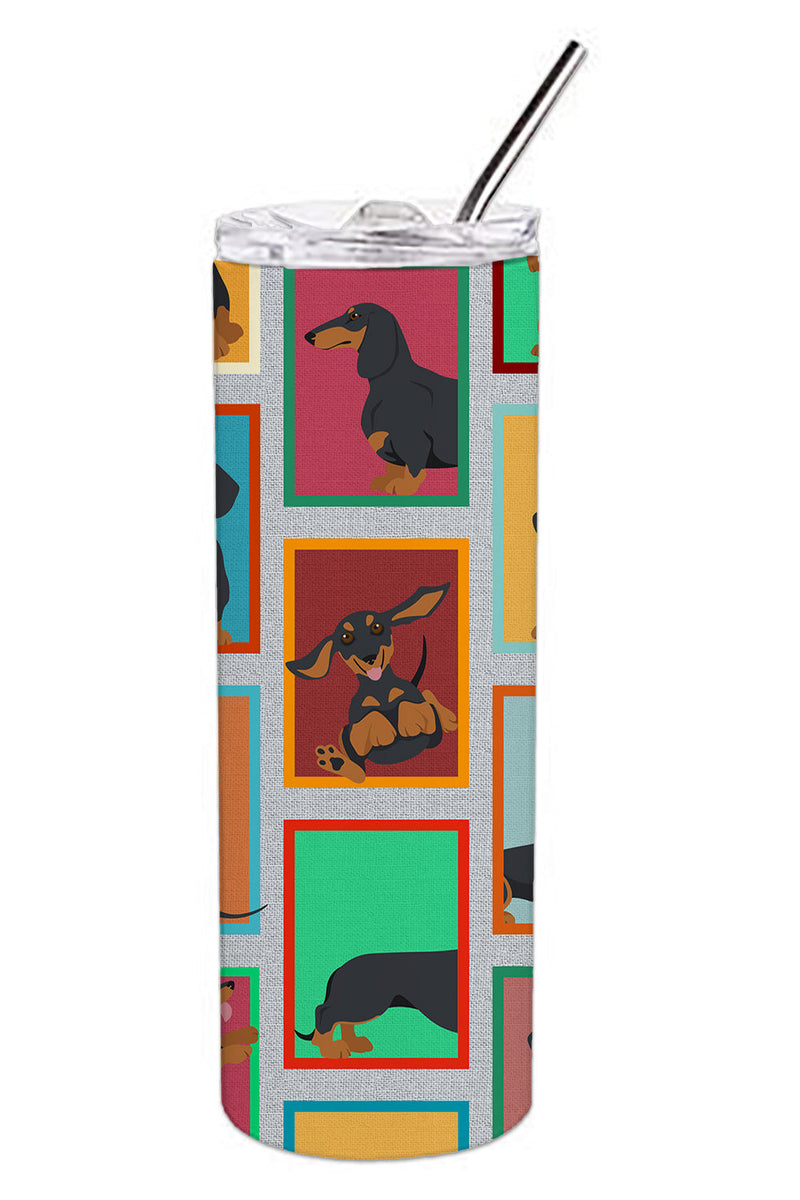 Lots of Black and Tan Dachshund Stainless Steel 20 oz Skinny Tumbler