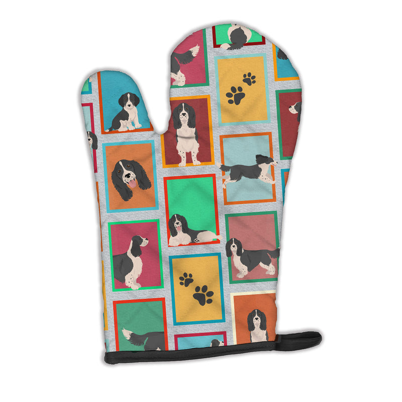 Lots of Black and White English Springer Spaniel Oven Mitt