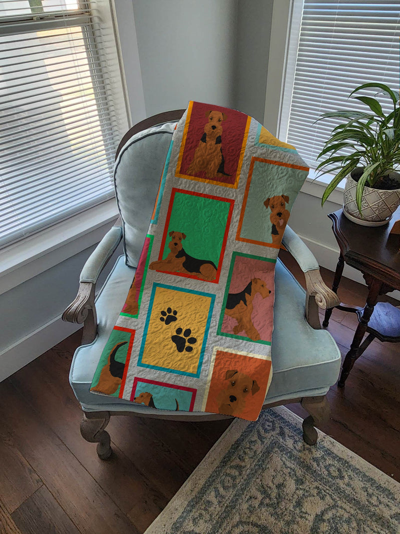 Lots of Airedale Terrier Quilted Blanket 50x60