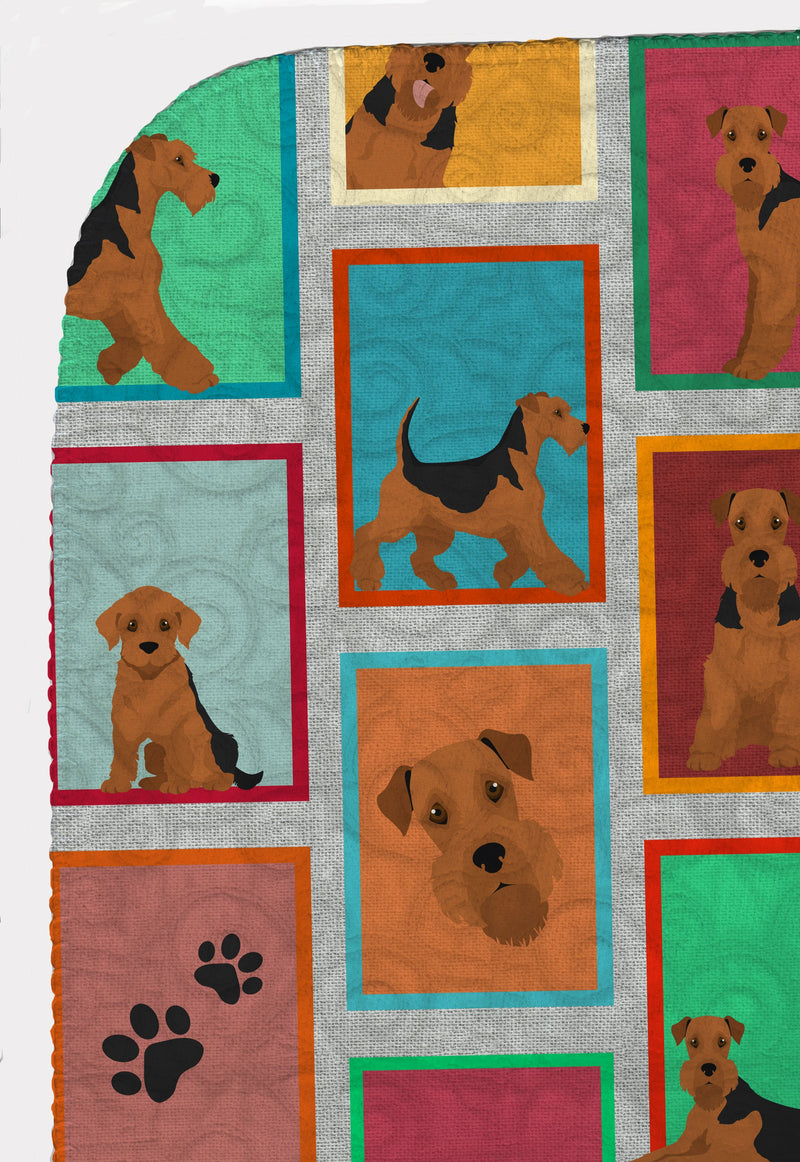 Lots of Airedale Terrier Quilted Blanket 50x60