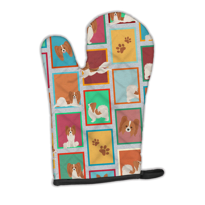 Lots of Red and White Papillon Oven Mitt