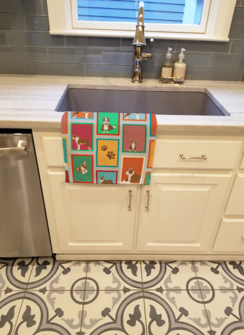 Lots of Red Boston Terrier Kitchen Towel