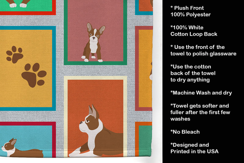 Lots of Red Boston Terrier Kitchen Towel