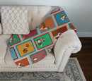 Lots of Red Boston Terrier Quilted Blanket 50x60 Artwork Pattern Quilted Throw Blanket for Bed, Couch, Sofa, Soft and Lightweight