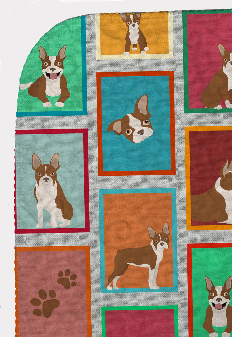 Lots of Red Boston Terrier Quilted Blanket 50x60