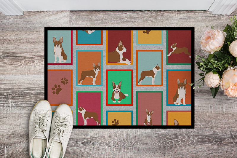 Lots of Red Boston Terrier Doormat - 18x27 Decorative Floor Mat – Indoor/Outdoor Rug with Artistic Flair