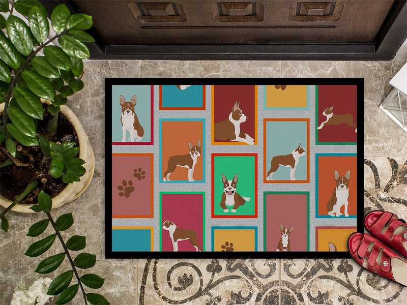 Lots of Red Boston Terrier Doormat - 18x27 Decorative Floor Mat – Indoor/Outdoor Rug with Artistic Flair