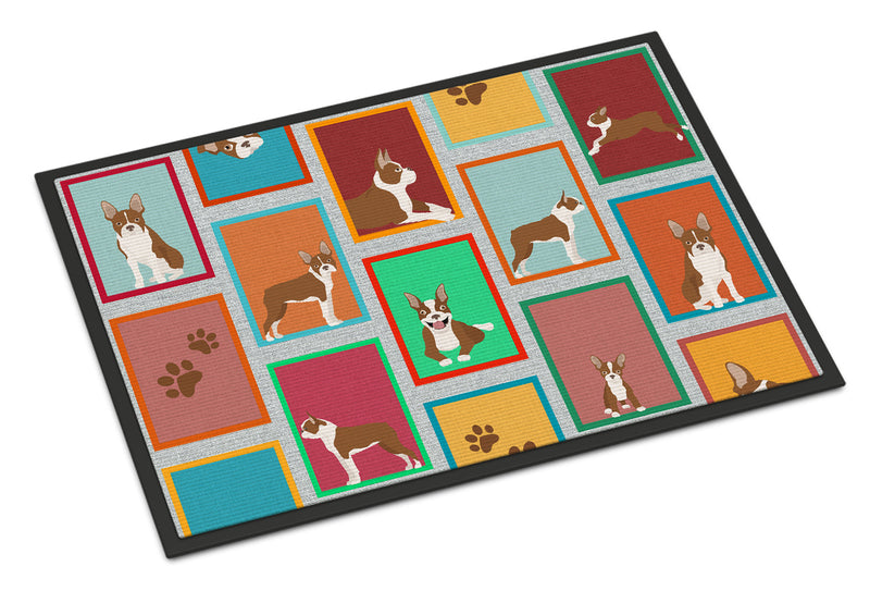 Lots of Red Boston Terrier Doormat - 18x27 Decorative Floor Mat – Indoor/Outdoor Rug with Artistic Flair