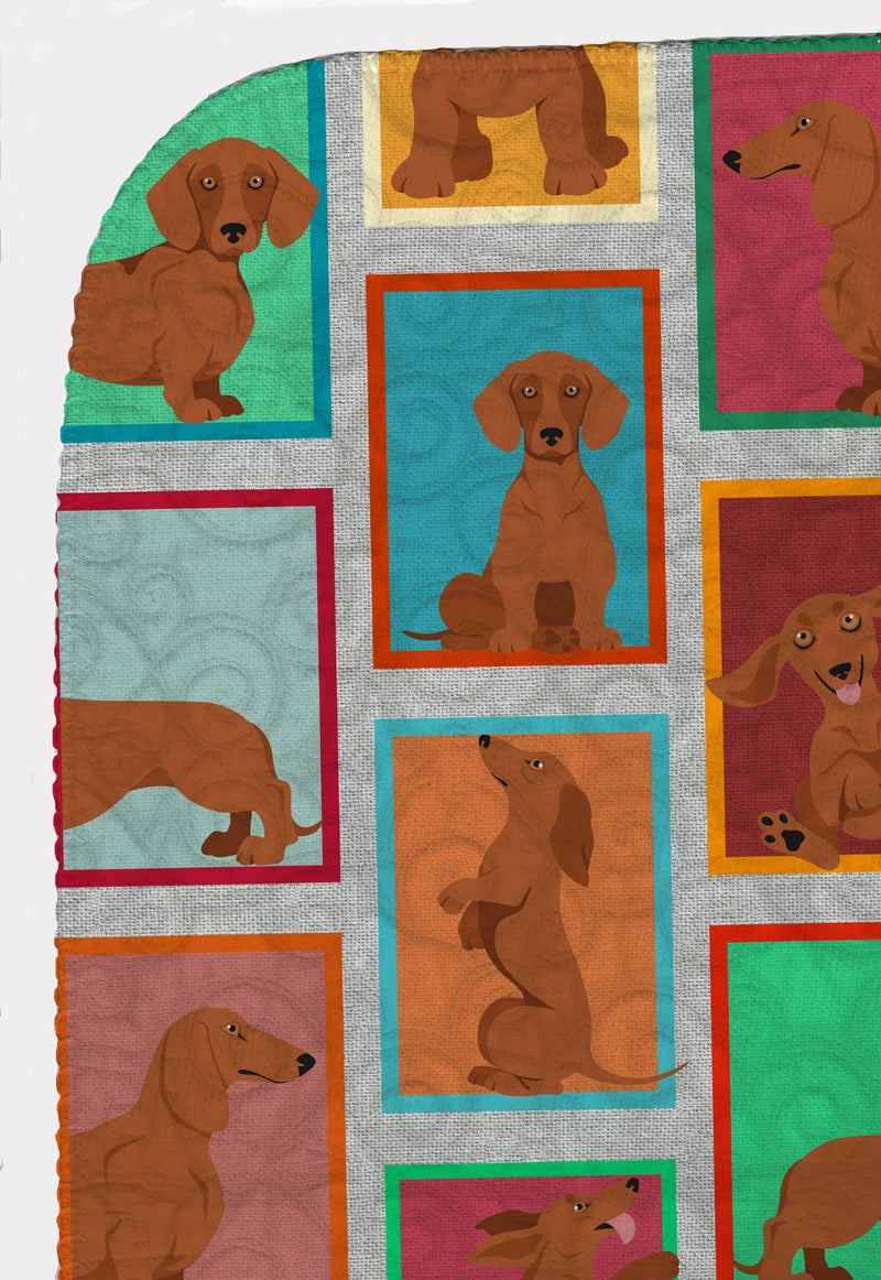 Lots of Red Dachshund Quilted Blanket 50x60