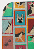 Lots of Black and Silver German Shepherd Quilted Blanket 50x60 Artwork Pattern Quilted Throw Blanket for Bed, Couch, Sofa, Soft and Lightweight