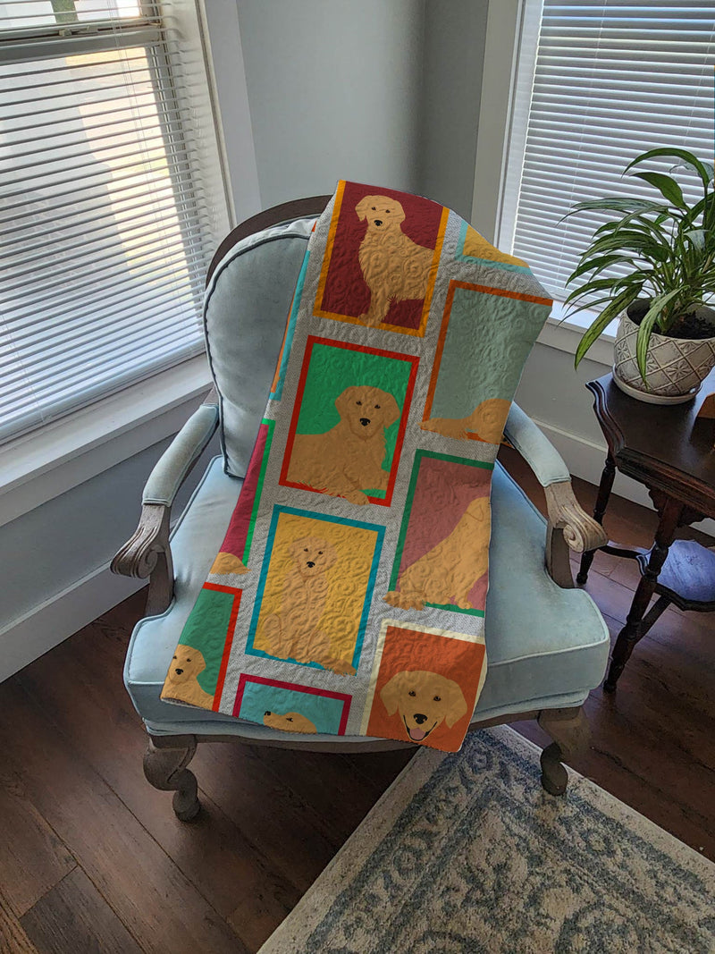 Lots of Golden Retriever Quilted Blanket 50x60