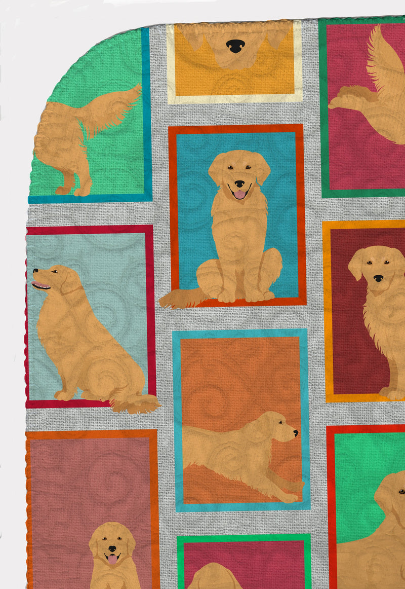 Lots of Golden Retriever Quilted Blanket 50x60