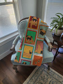 Lots of Apricot Pug Quilted Blanket 50x60 Artwork Pattern Quilted Throw Blanket for Bed, Couch, Sofa, Soft and Lightweight