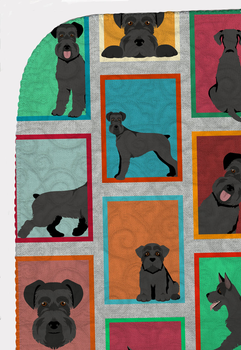 Lots of Black Schnauzer Quilted Blanket 50x60