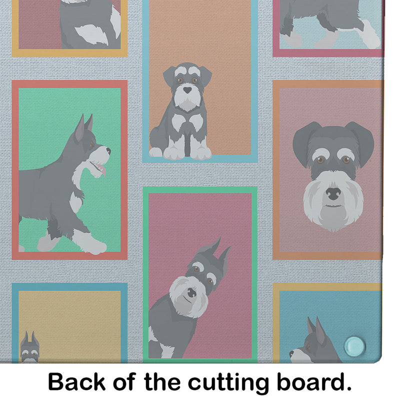 Lots of Black and Silver Schnauzer Glass Cutting Boards – Durable, Decorative Kitchen Art Large