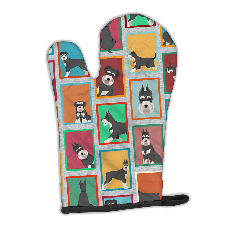 Lots of Black and Silver Schnauzer Oven Mitt