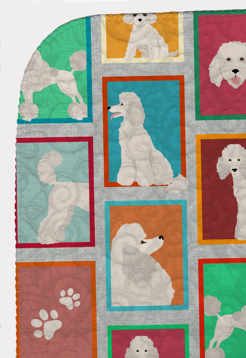 Lots of White Standard Poodle Quilted Blanket 50x60