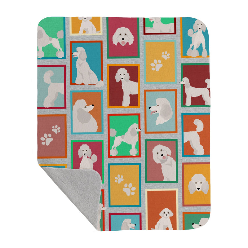 Lots of White Standard Poodle Quilted Blanket 50x60