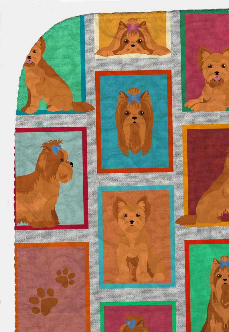 Lots of Red Yorkie Quilted Blanket 50x60