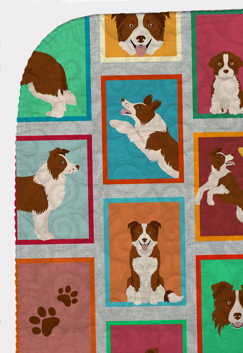 Lots of Red Border Collie Quilted Blanket 50x60